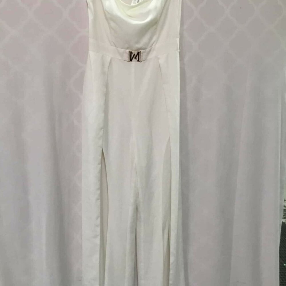 MESHKI Livia Split Leg White Strapless Jumpsuit NWT - Picture 12 of 13